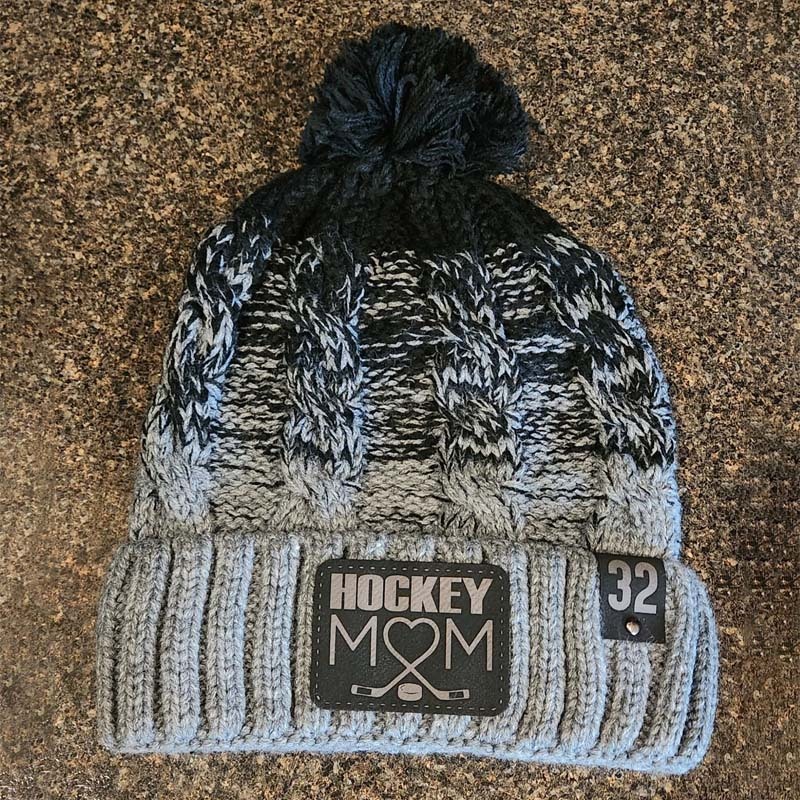 Custom beanie with pom - Hockey Mom hat