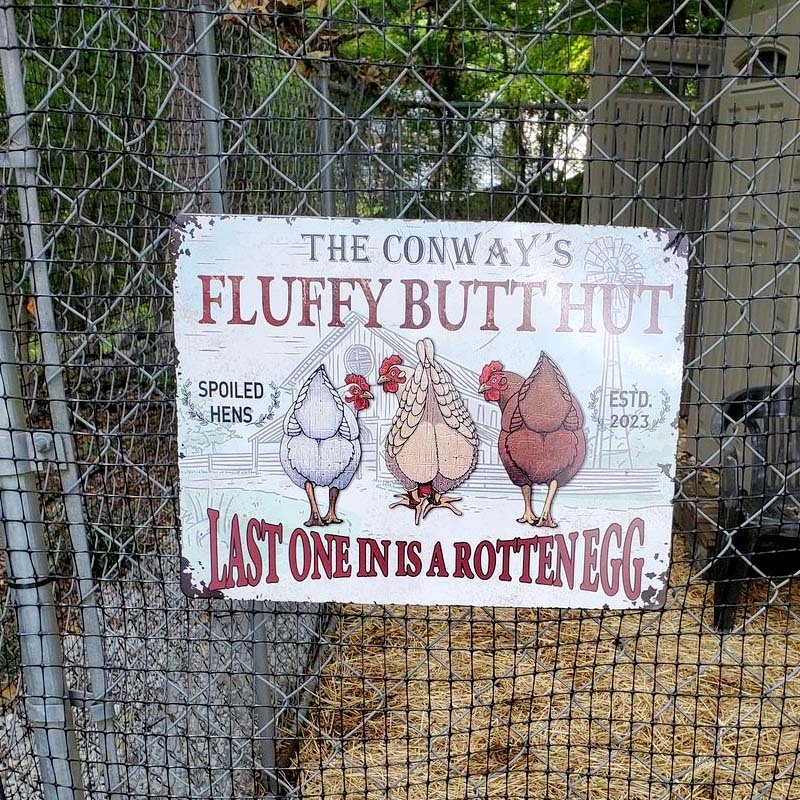 Personalized Chicken Fluffy Butt Hut Nuggets Customized Classic Metal Signs