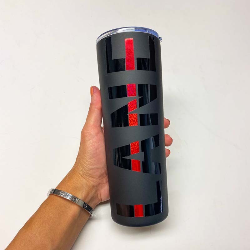 Personalized thin blue line/thin red line 20oz tumbler - Gift For Police/Firefighter