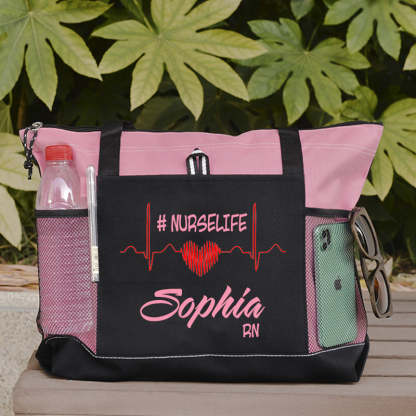 Custom Nurse Life Bag, Personalized Nurse Tote Bag with Zipper, Nursing tote bags