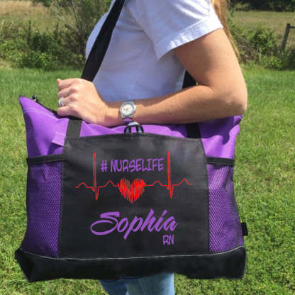 Custom Nurse Life Bag, Personalized Nurse Tote Bag with Zipper, Nursing tote bags