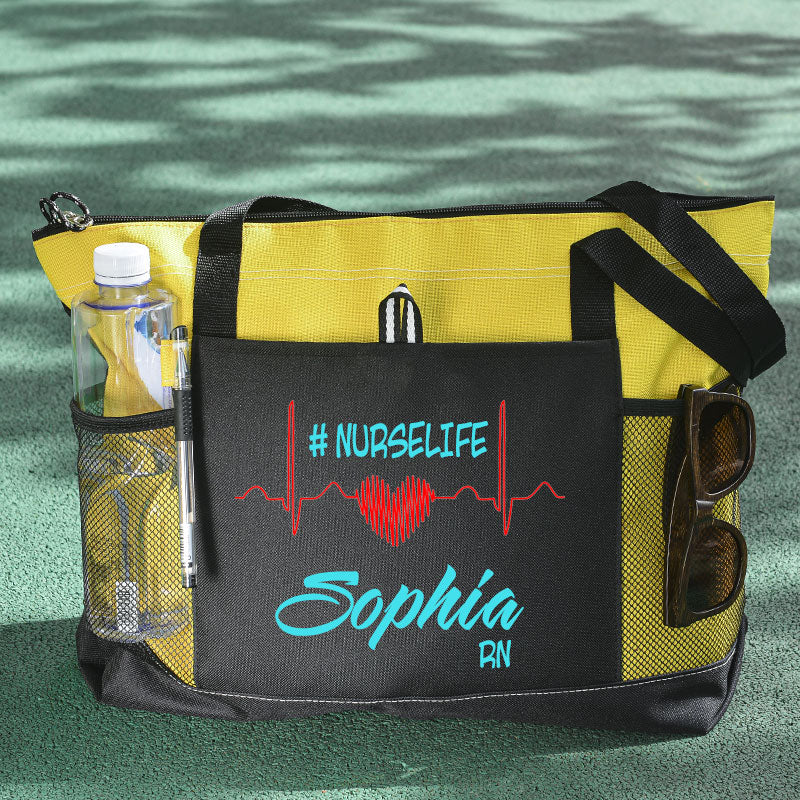 Custom Nurse Life Bag, Personalized Nurse Tote Bag with Zipper, Nursing tote bags