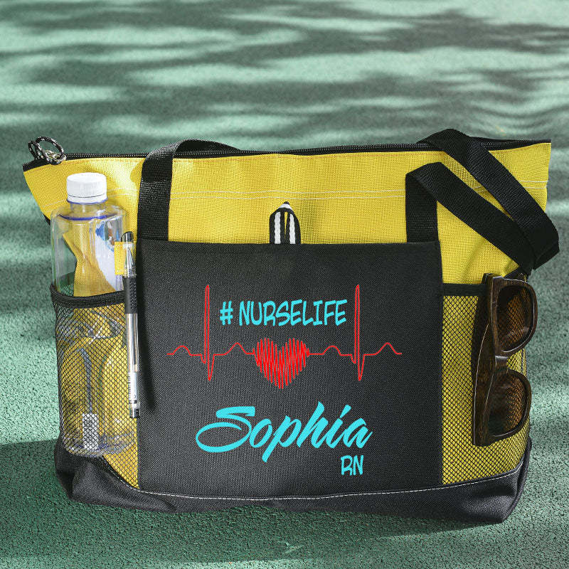 Custom Nurse Life Bag, Personalized Nurse Tote Bag with Zipper, Nursing tote bags