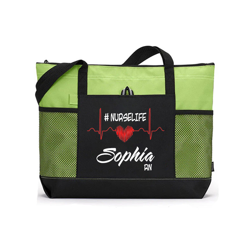 Custom Nurse Life Bag, Personalized Nurse Tote Bag with Zipper, Nursing tote bags