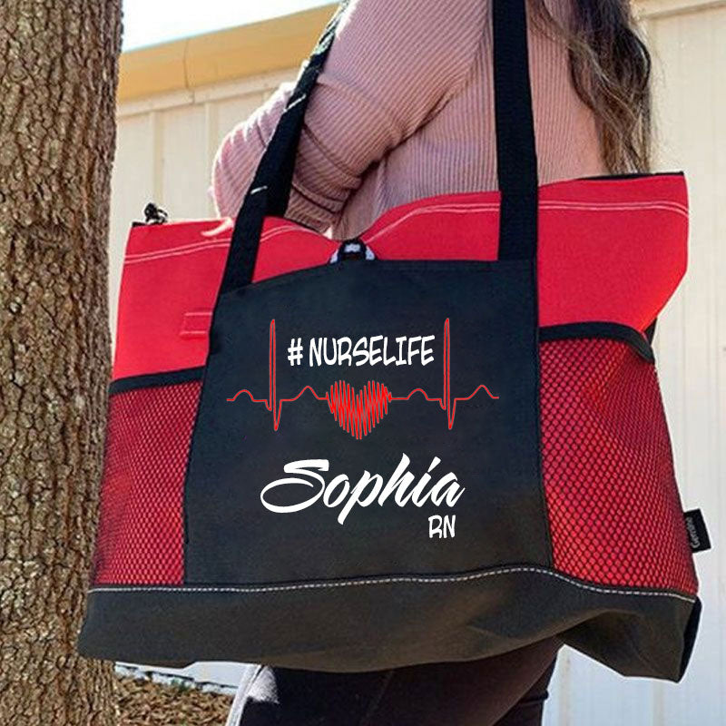 Custom Nurse Life Bag, Personalized Nurse Tote Bag with Zipper, Nursing tote bags