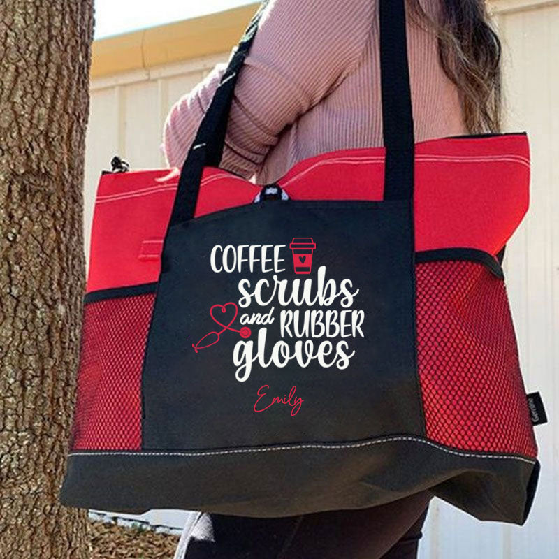 Coffee Scrubs and Rubber Gloves Tote Bag