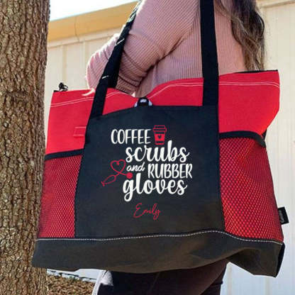 Coffee Scrubs and Rubber Gloves Tote Bag