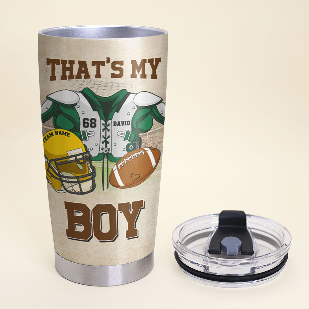 Personalized American Football Tumbler - For Mama - That's My Boy