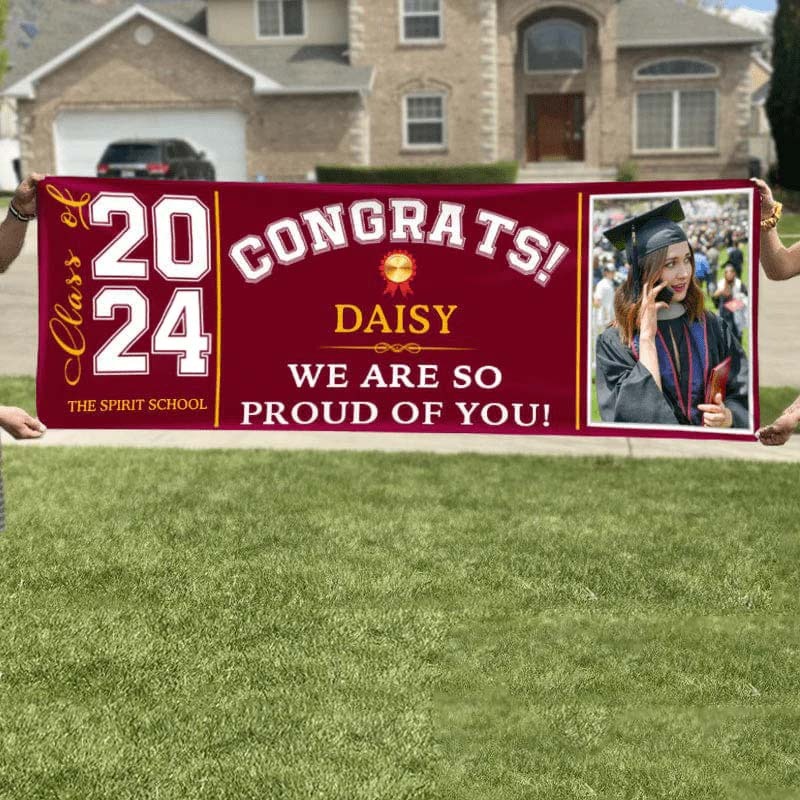 Congrats Class of 2025 Banner With Custom Image Quotes & School Name Can Be Changed