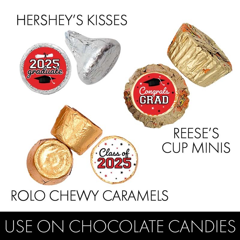 2025 Graduation Candy Stickers for Chocolate Kisses Class of 2025 Party Favors