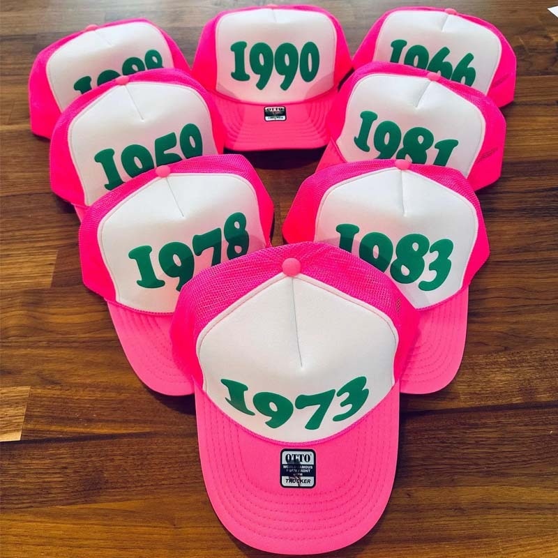 Custom Puff Birth Year Trucker Hats, Birthday Year Trucker Caps,Custom Player Number Trucker Hat