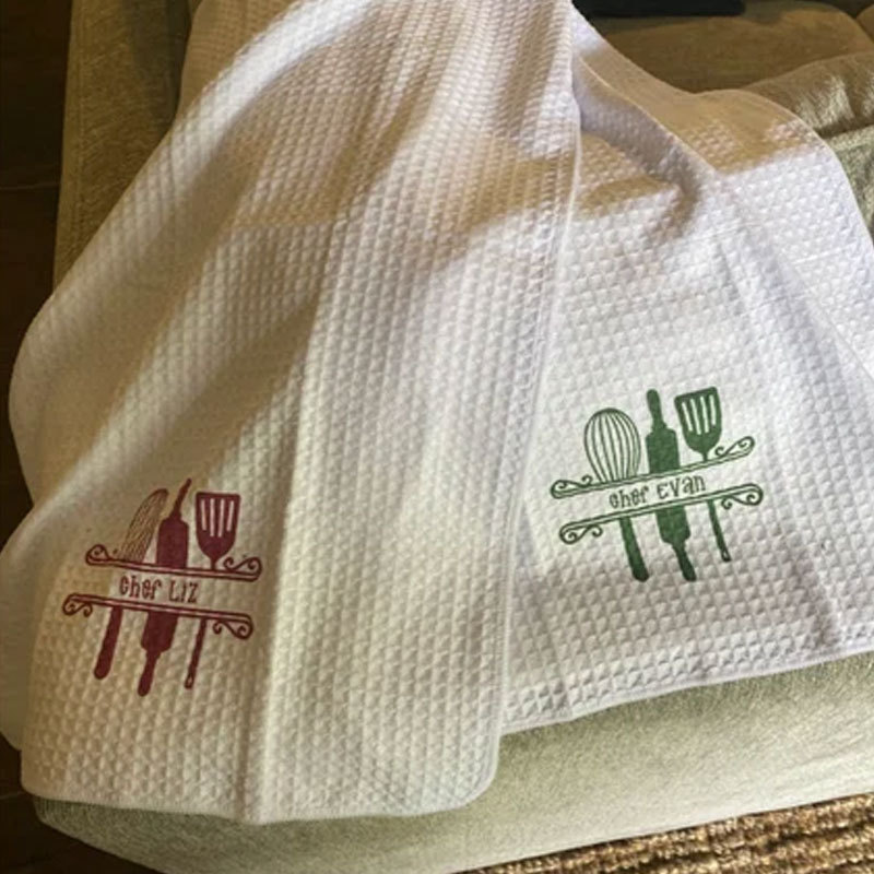 Dish Towel with Kitchen Utensils and Name, Custom Tea Towel, Kitchen Decor