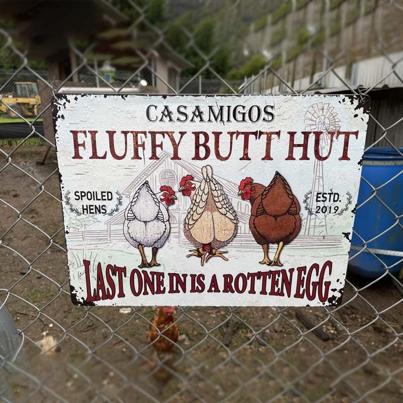 Personalized Chicken Fluffy Butt Hut Nuggets Customized Classic Metal Signs
