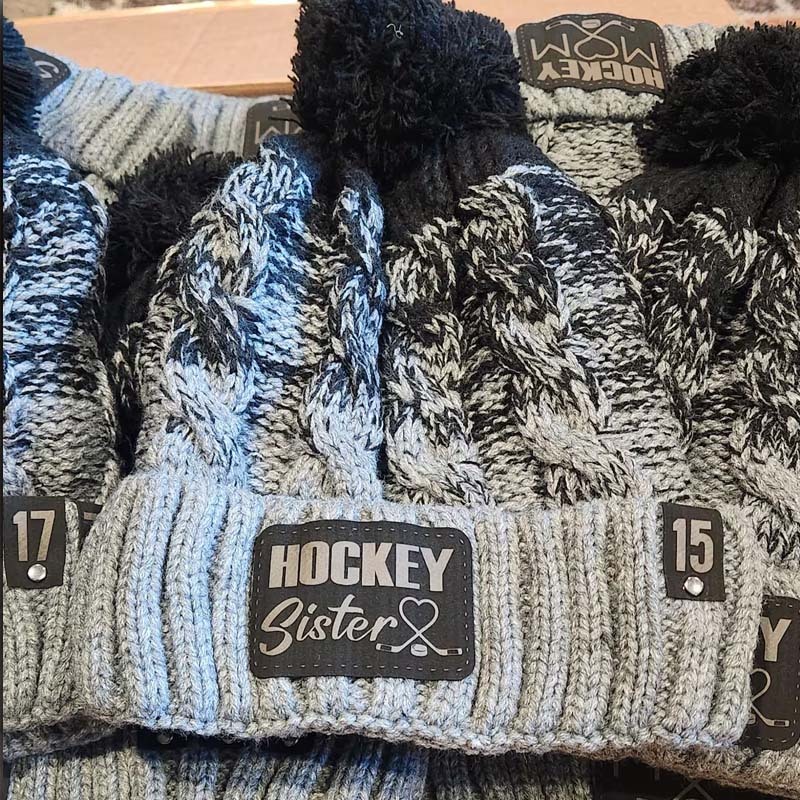 Custom beanie with pom - Hockey Mom hat