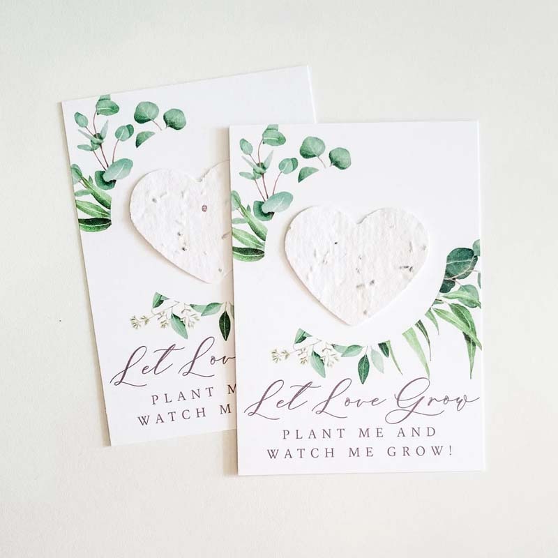 Custom Let Love Grow Wedding Plantable Seed Paper Favor Cards