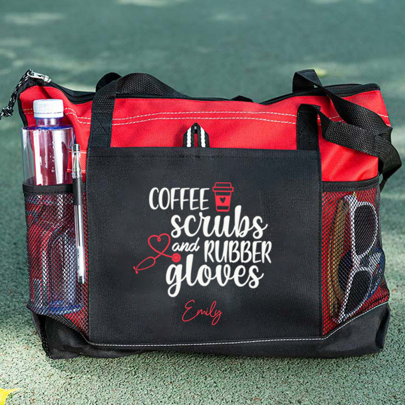 Coffee Scrubs and Rubber Gloves Tote Bag