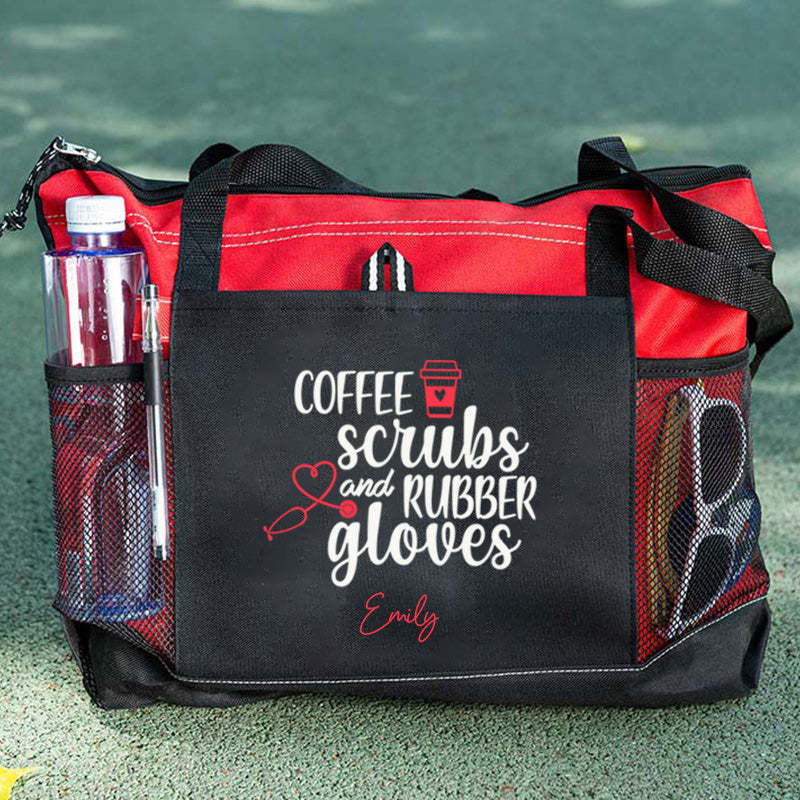 Coffee Scrubs and Rubber Gloves Tote Bag