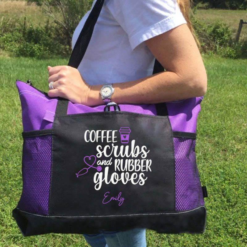 Coffee Scrubs and Rubber Gloves Tote Bag