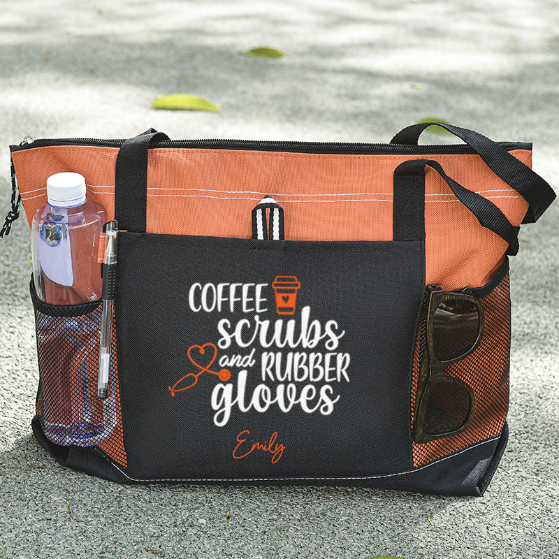 Coffee Scrubs and Rubber Gloves Tote Bag