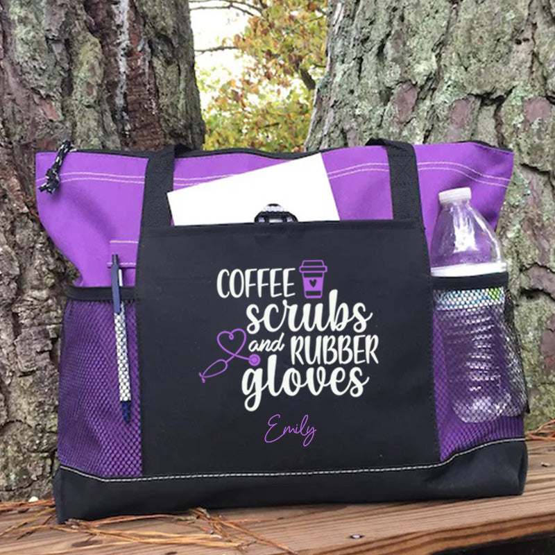 Coffee Scrubs and Rubber Gloves Tote Bag