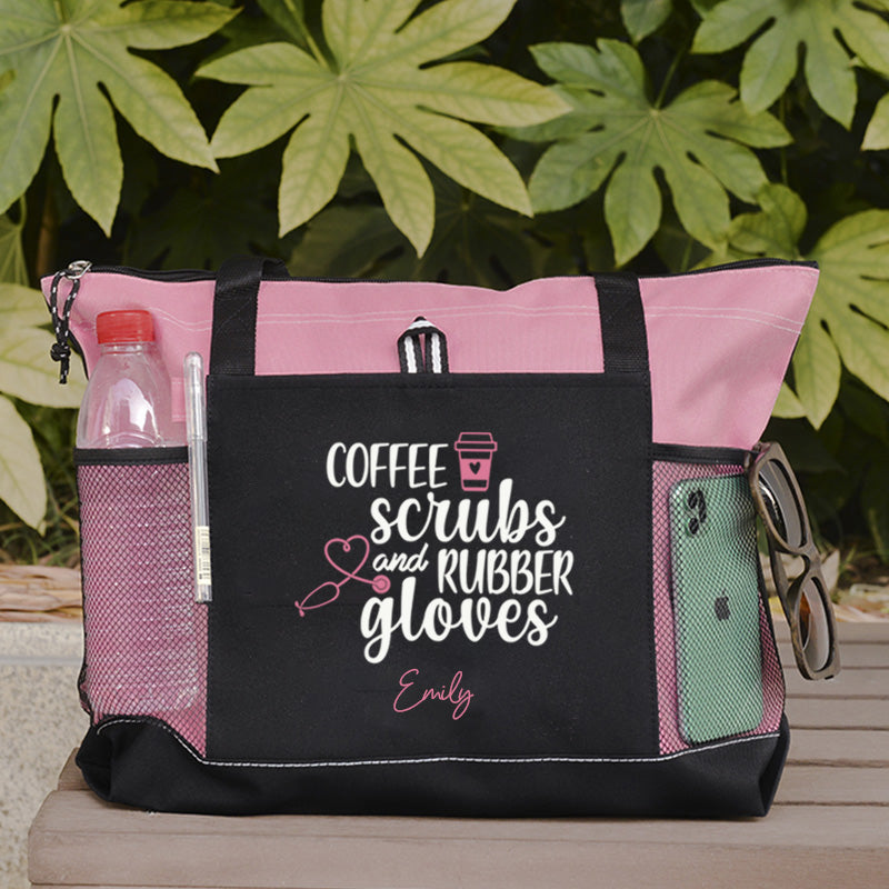 Coffee Scrubs and Rubber Gloves Tote Bag