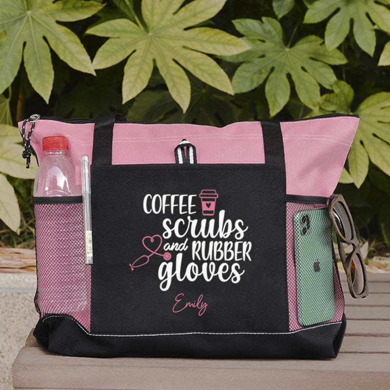 Coffee Scrubs and Rubber Gloves Tote Bag