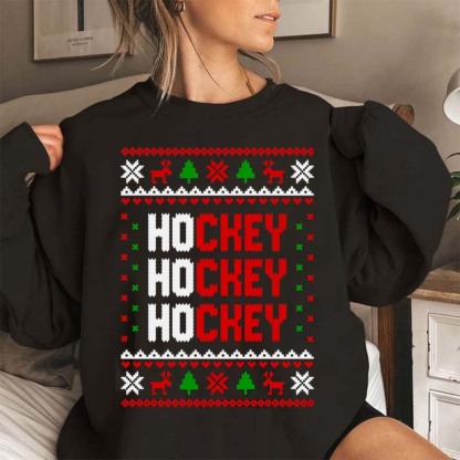Ho Ho Hockey  Hockey Ugly Christmas Sweater Holiday Hockey Shirt Sublimation