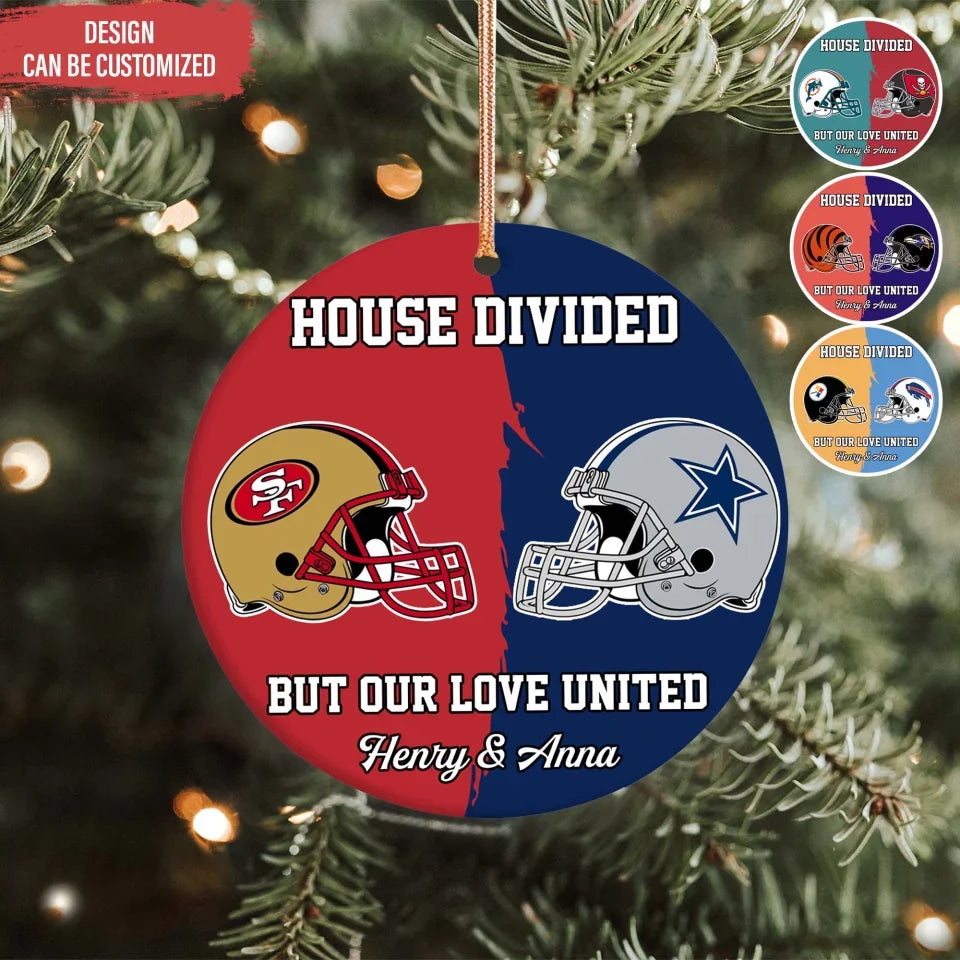 American Football Lovers Couple Personalized Ceramic Ornament