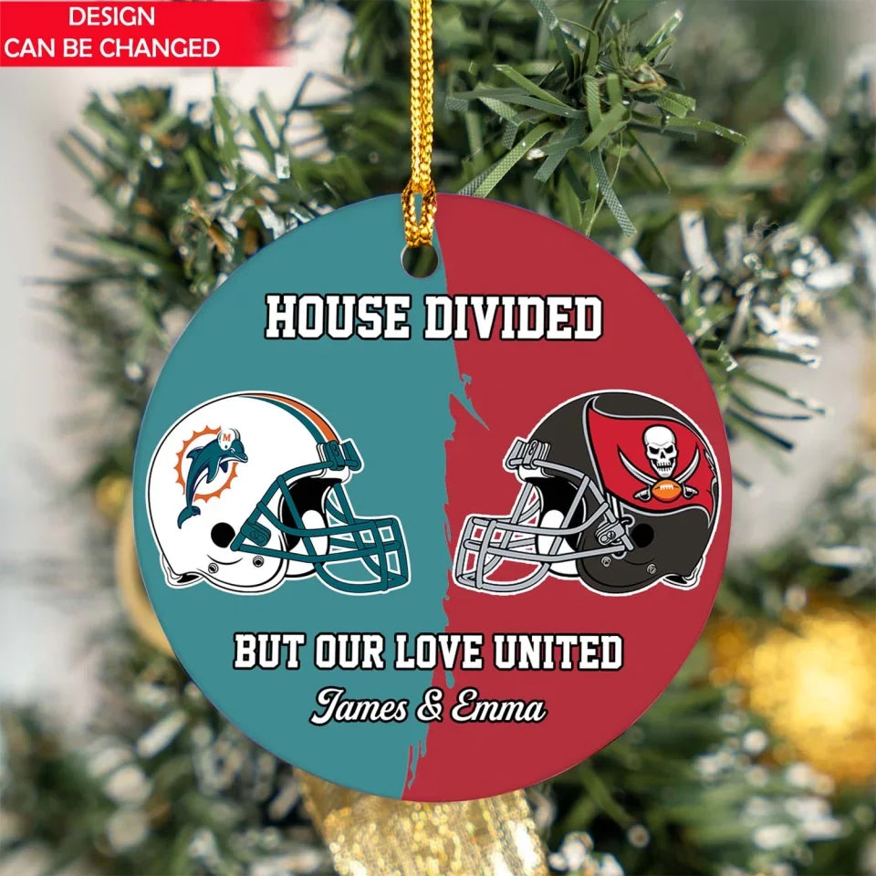 American Football Lovers Couple Personalized Ceramic Ornament