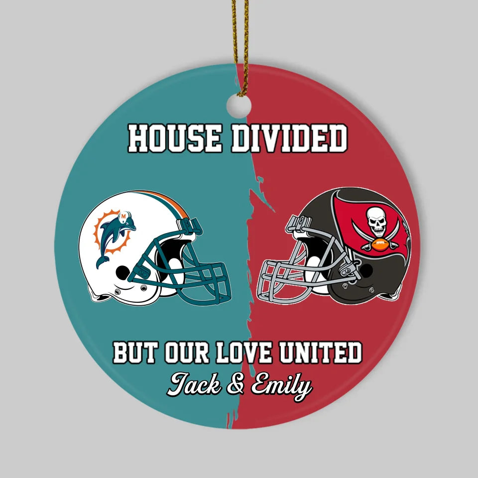 American Football Lovers Couple Personalized Ceramic Ornament