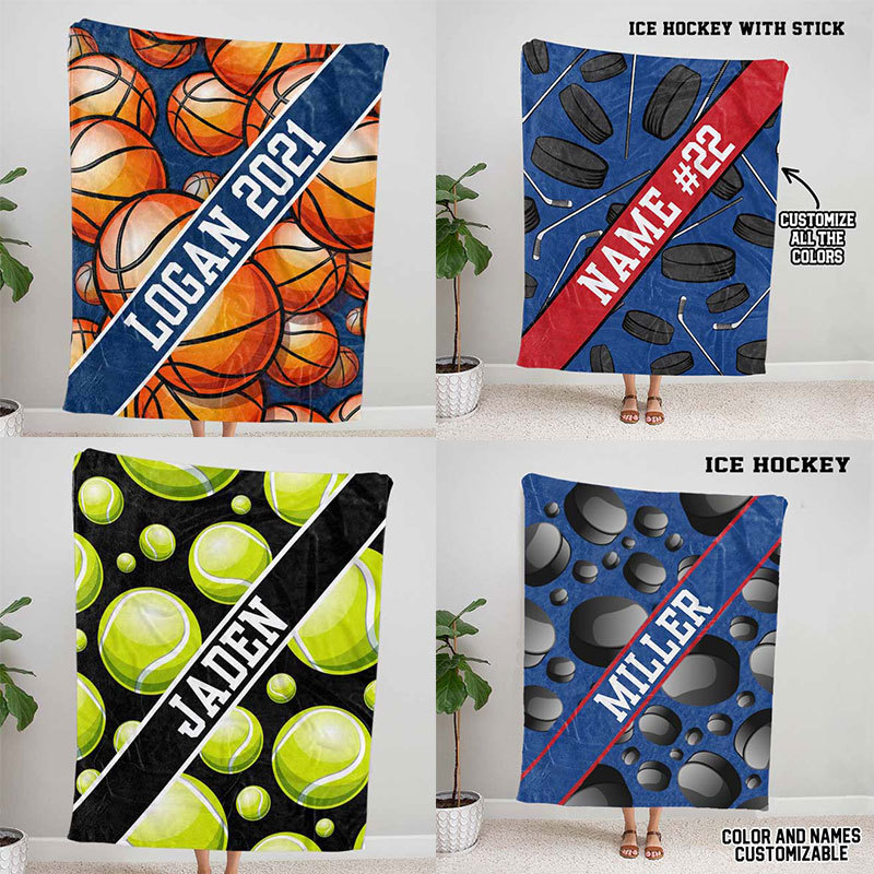 Personalized Multi Sport Ball Blanket with 2 Kinds of Sport