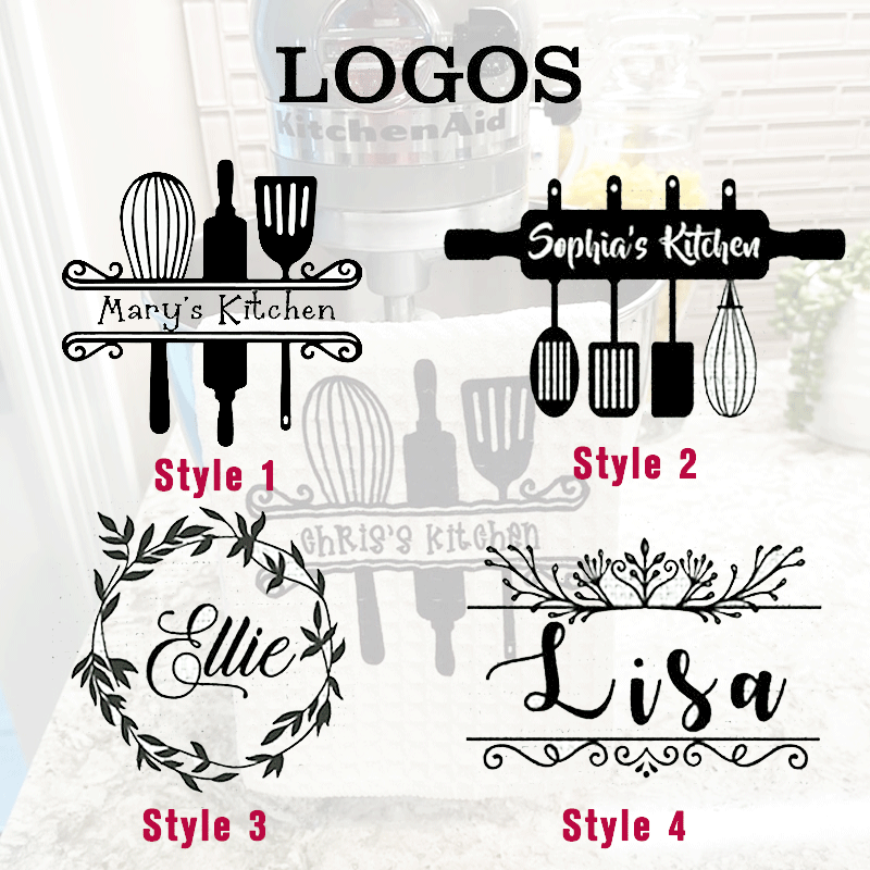 Dish Towel with Kitchen Utensils and Name, Custom Tea Towel, Kitchen Decor