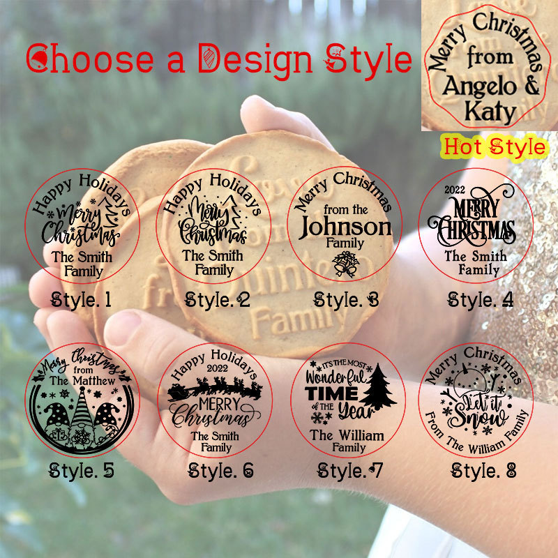 Personalized Family Name Christmas Cookie Stamp, Teacher Gift, Baking Gifts, Neighbor Gift