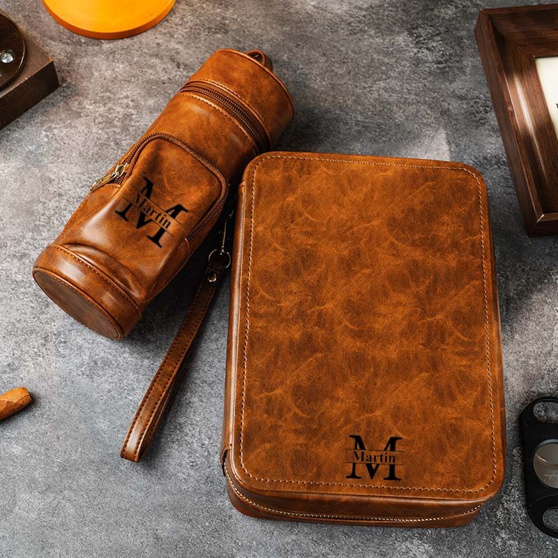 Custom Leather Travel Cigar Box Case For Cigar Accessories