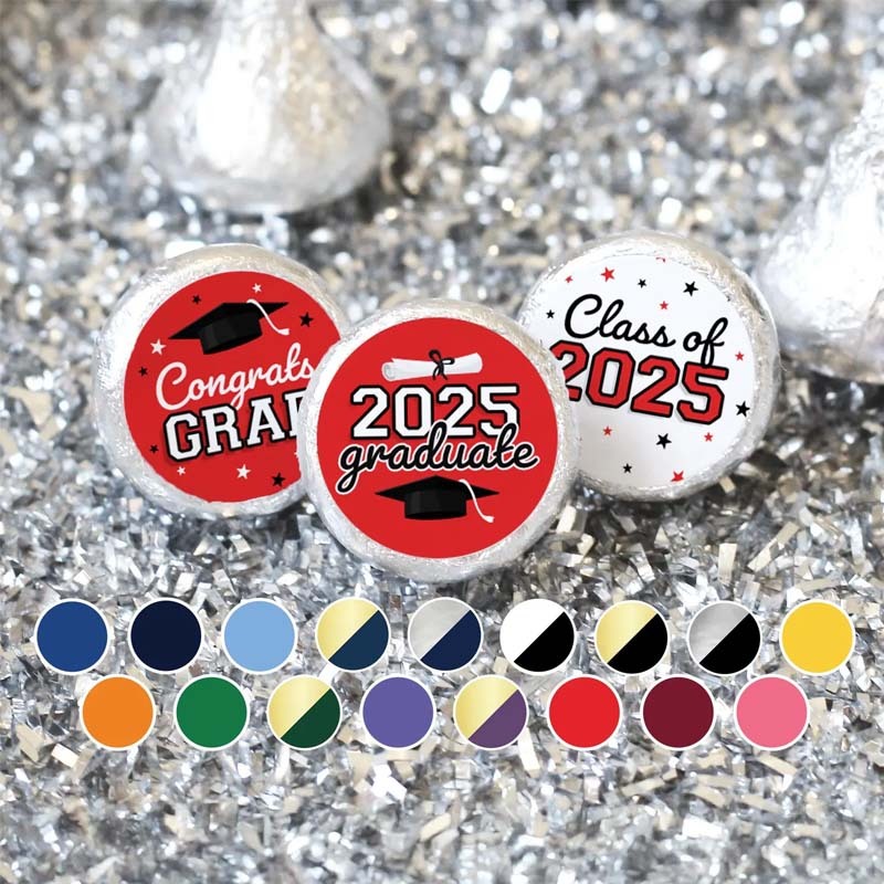 2025 Graduation Candy Stickers for Chocolate Kisses Class of 2025 Party Favors