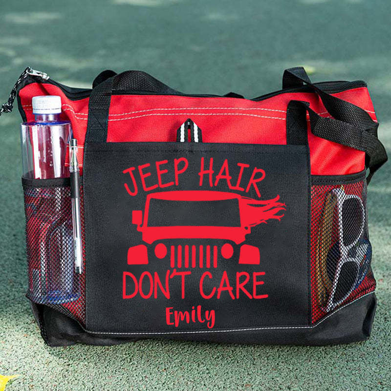 Jeep Hair Don't Care Zippered Custom Tote Bag