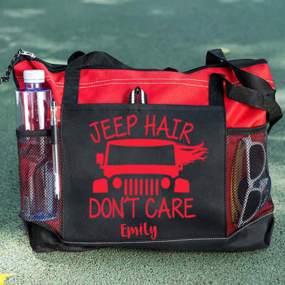 Jeep Hair Don't Care Zippered Custom Tote Bag