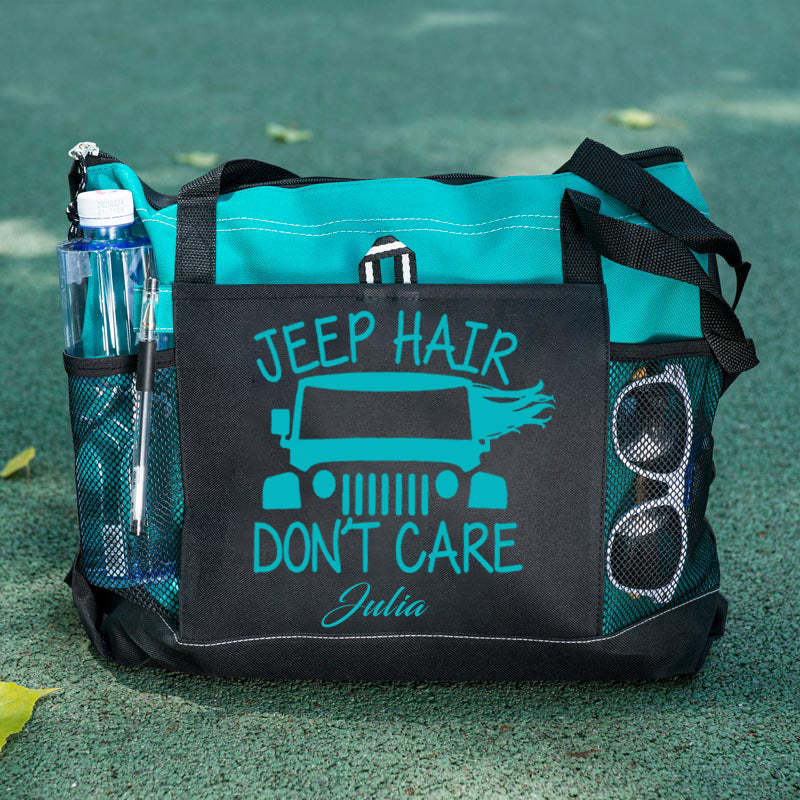 Jeep Hair Don't Care Zippered Custom Tote Bag