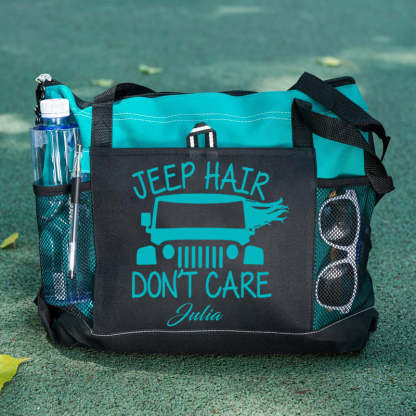 Jeep Hair Don't Care Zippered Custom Tote Bag