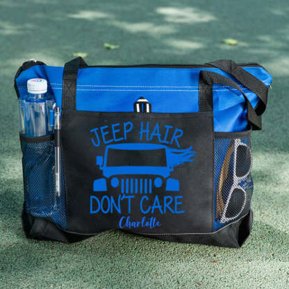 Jeep Hair Don't Care Zippered Custom Tote Bag