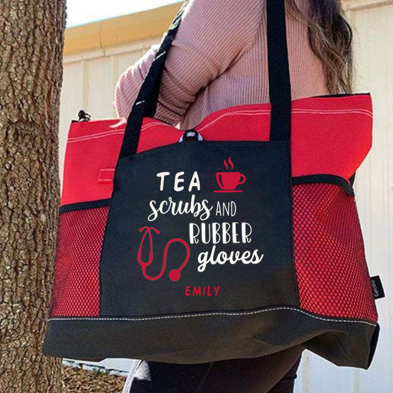 Tea Scrubs and Rubber Gloves Tote Bag