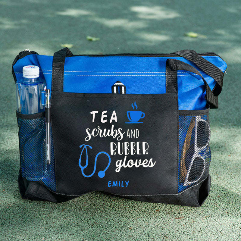 Tea Scrubs and Rubber Gloves Tote Bag