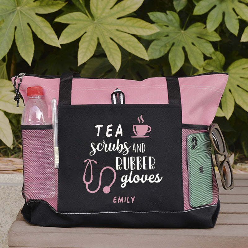 Tea Scrubs and Rubber Gloves Tote Bag