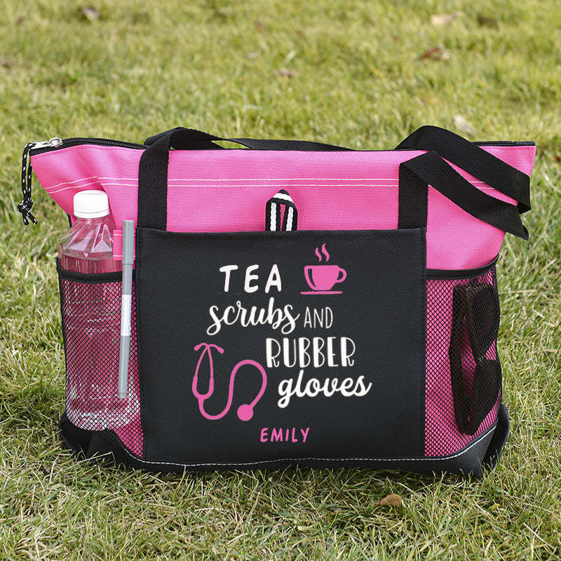 Tea Scrubs and Rubber Gloves Tote Bag