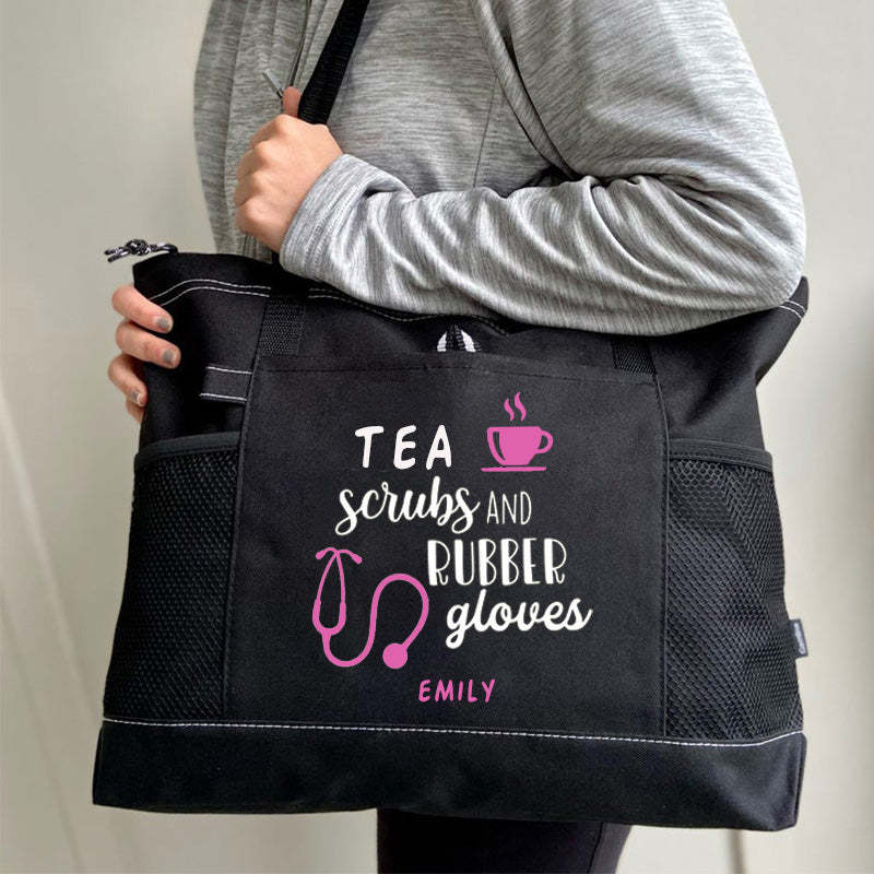 Tea Scrubs and Rubber Gloves Tote Bag