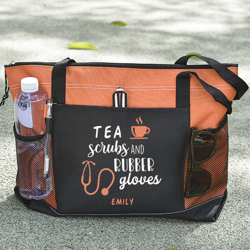 Tea Scrubs and Rubber Gloves Tote Bag