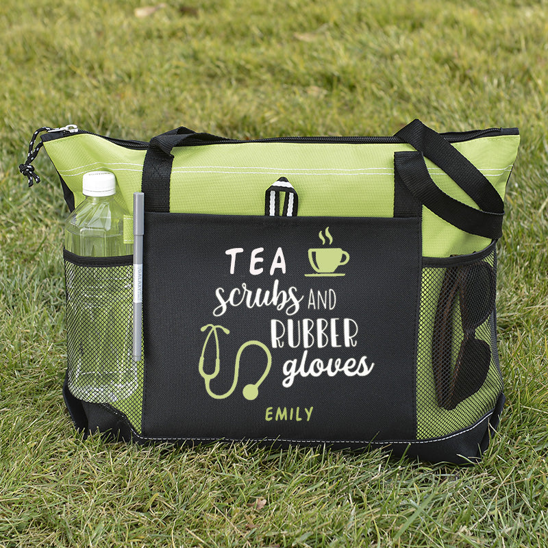 Tea Scrubs and Rubber Gloves Tote Bag