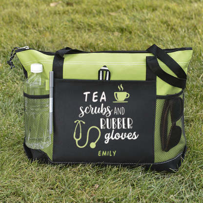 Tea Scrubs and Rubber Gloves Tote Bag