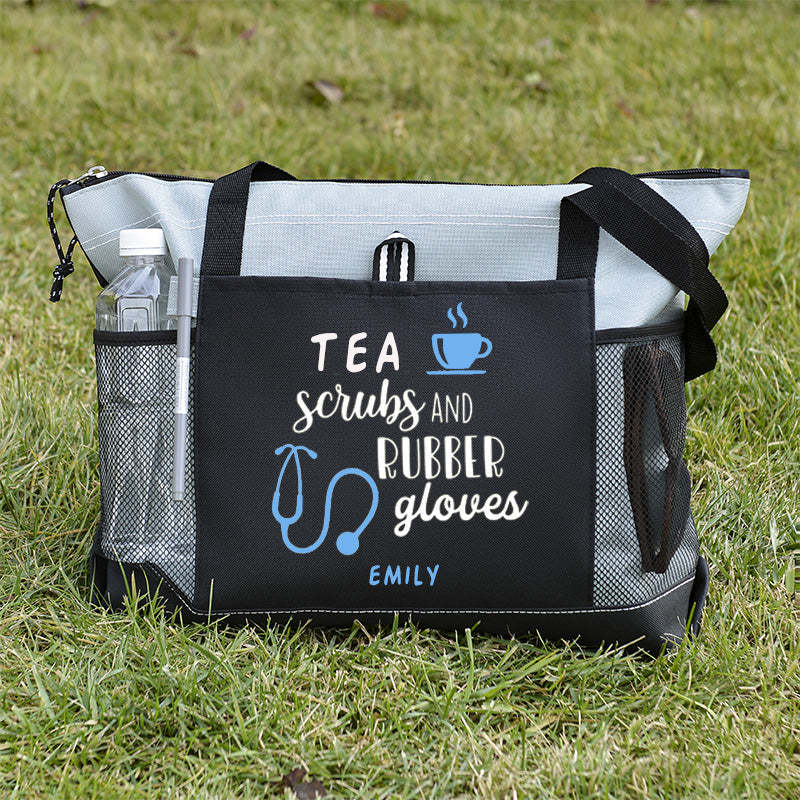 Tea Scrubs and Rubber Gloves Tote Bag