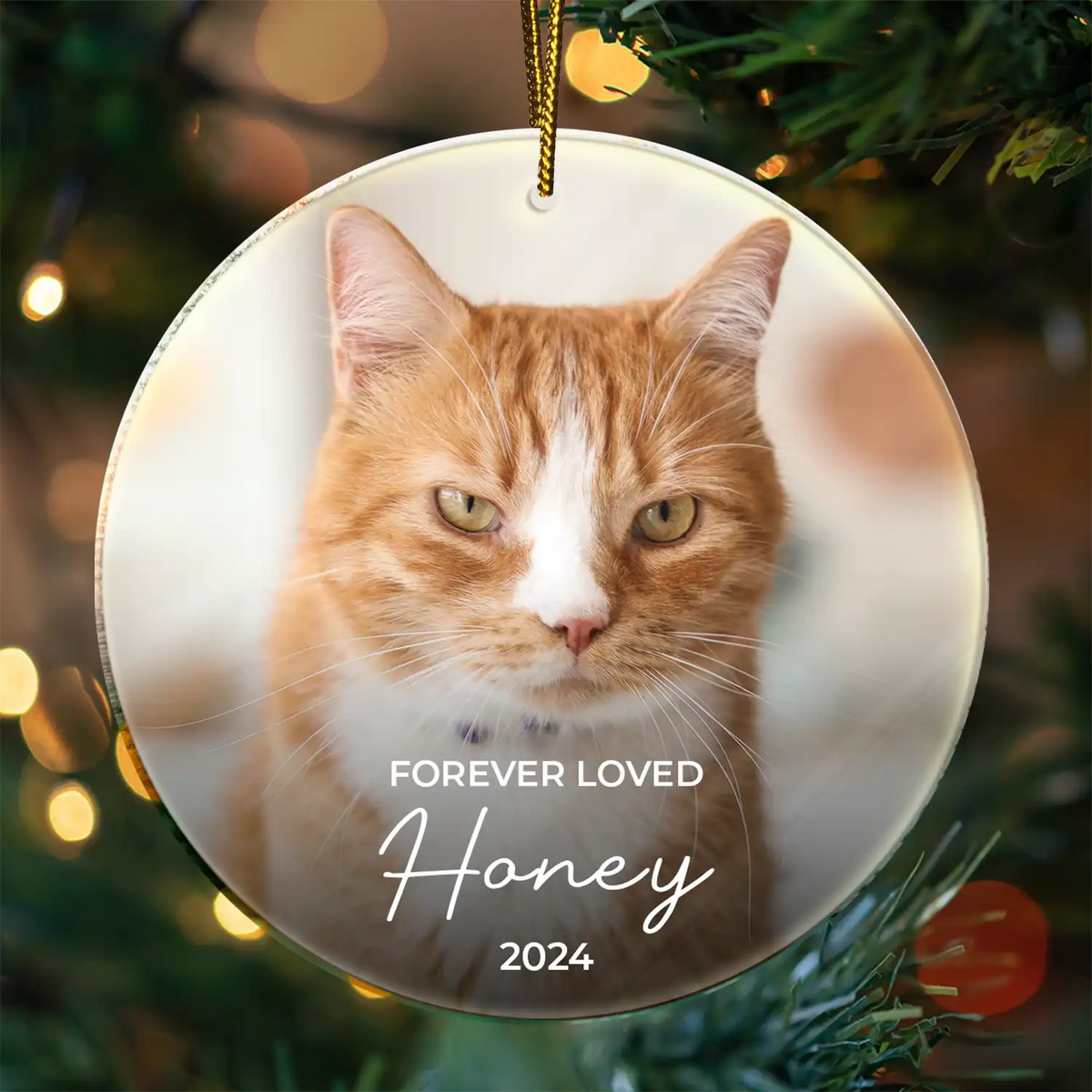  Custom Photo Forever Loved Memorial Dog Cat Pet - Personalized Circle Acrylic Ornament
